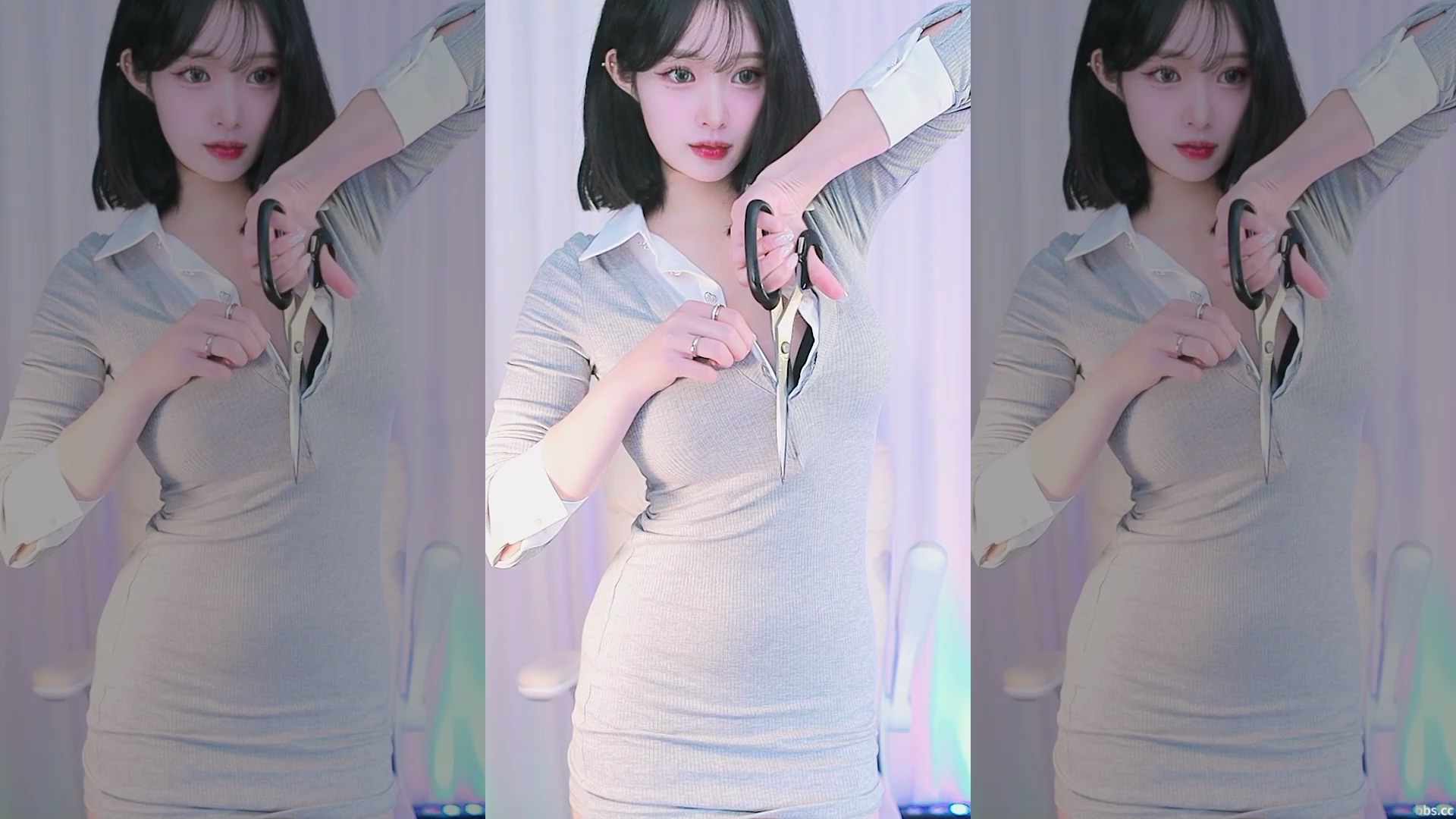 图片[1]-韩国主播BJ明楚 剪刀剪衣服+胸前抹油热舞【4V/1.83G】-大幕网